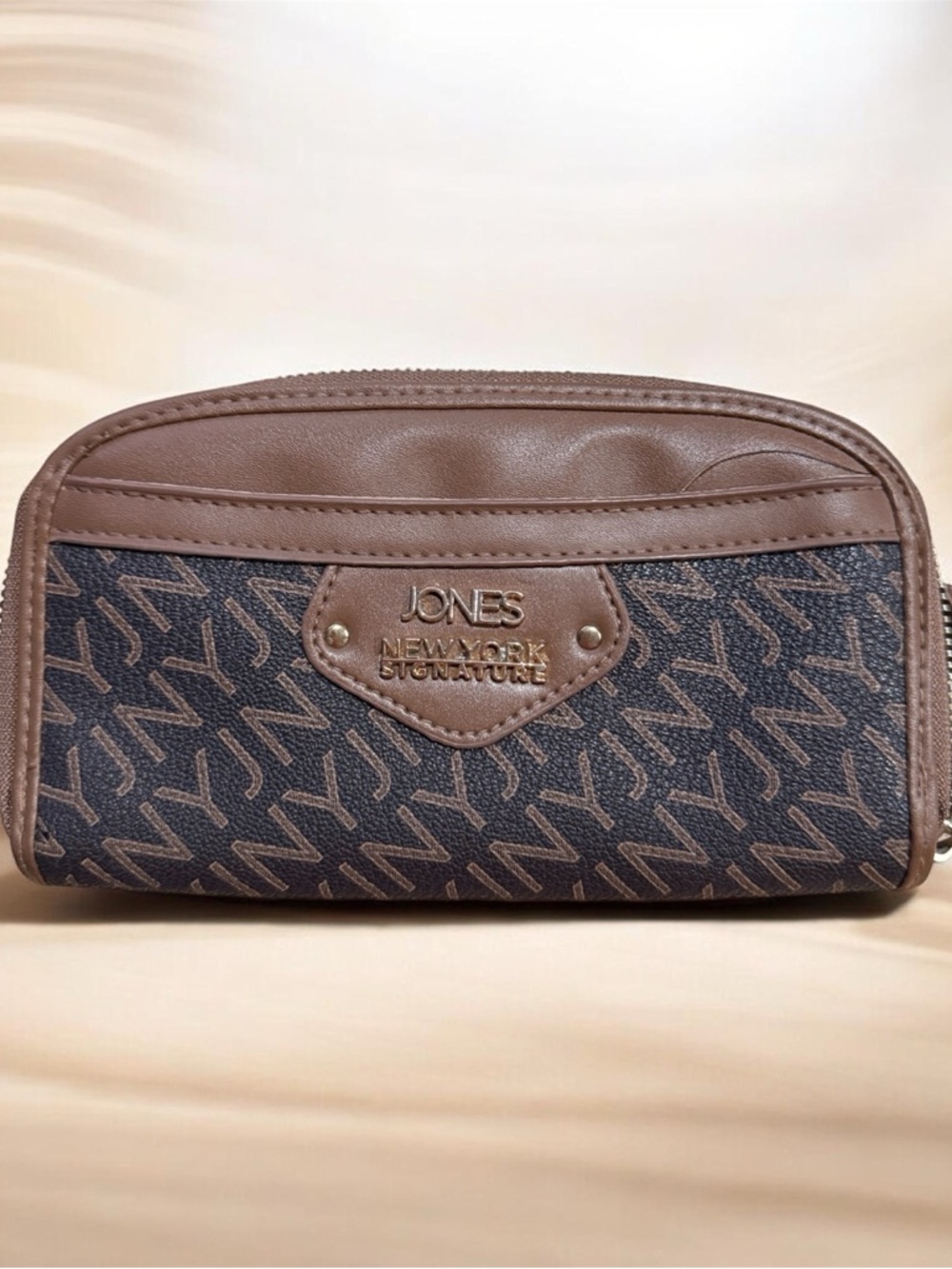 Jones New York Brown Monogram Continental Wallet